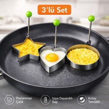 Genel 3’lü Set Paslanmaz Çelik Omlet & Krep Kalıbı (Yıldız-Kalp-Yuvarlak)