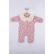 DMR Elegance Leopar Dama Desenli % 100 Pamuk Kız Bebek Tulum
