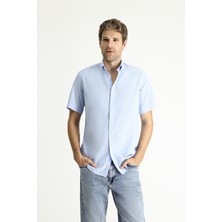 Kiğılı Kısa Kol Regular Fit Spor Pamuk Düğmeli Yaka Gömlek