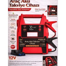 Azurtech Taşınabilir Araç Akü Takviye Cihazı Powerbank&led El Fenerli 12V Araç Akü Takviye Cihazı 20.000 Mah