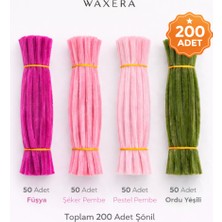 Waxera 200 Adet Renkli Şönil Seti – Fuşya, Şeker Pembe, Pastel Pembe ve Ordu Yeşili | Çiçek Yapımı ve Hobi Seti