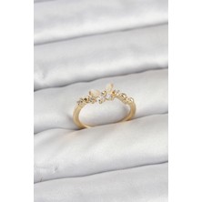 Tiklad Kelebek Model Gold Renk Pirinç Kadın Yüzük