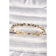 Tiklad Pirinç Gold Renk Zirkon Taşlı Küp Dorika Model Kadın Bileklik