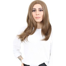 Indispensablely Kahkülsüz Fiber Sen Orta Boy Düz Peruk / Kumral
