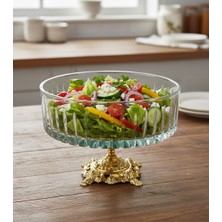 Akden Store Kesme Dekor El Işçiliği Ayaklı Cam Kase/ Sunum Kasesi