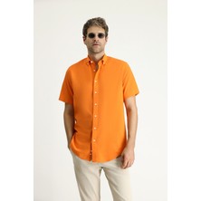 Kiğılı Kısa Kol Regular Fit Spor Pamuk Düğmeli Yaka Gömlek