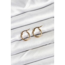 Bazarhane 316L Çelik Gold Renk 12 mm Halka Kadın Küpe