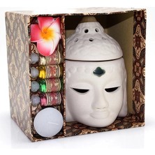AyrStore Buğz Seramik Buda Büstü Buhurdanlık Seti No:03