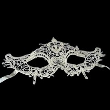 Aesco Beyaz Renk Dantel Kesim Dantel Işlemeli Balo Parti Maskesi 2 No - Lisinya