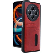 AyrStore Buğz Xiaomi Redmi 14C Kılıf Sara Kartvizitli Deri Kılıf - Kırmızı
