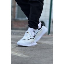 Indispensablely Beyaz Siyah Triko Erkek Spor Ayakkabı