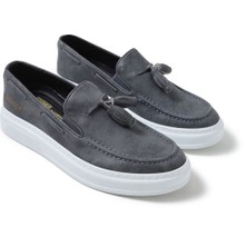Roof Atelier Erkek Antrasit Püskül Detaylı Loafer Ayakkabı - 127 - Cbt Loafer-X