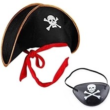 AyrStore Buğz Kaptan Jack Çocuk Korsan Şapkası ve Göz Bandı Seti