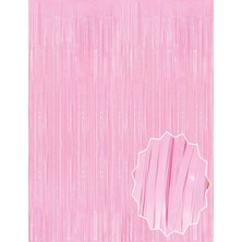 AyrStore Buğz Soft Pembe Püsküllü Kapı Perdesi - Parti, Baby Shower, Cinsiyet Partisi 1x2 M