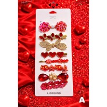 Liground 8 Pcs Kadın Toka Seti Renkli Inci Taşlı Fiyonk Detaylı Çıtçıt Toka Mandal Toka Hediye Saç Tokası Set A