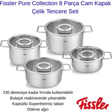Fissler Pure Collection 8 Parça Cam Kapak Çelik Tencere Seti + Dijital Hassas Mutfak Tartısı Hediye