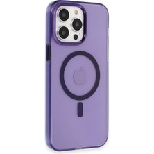 AyrStore Buğz Iphone 14 Pro Max Kılıf Tron Şeffaf Magsafe Kapak - Derin Mor