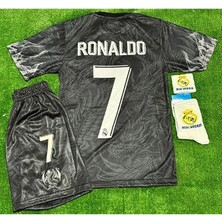 Real Madrid 2026 Siyah Dragon Yılan Desenli /ronaldo/ #7 Yeni Sezon Çocuk Forması 4’lü Set