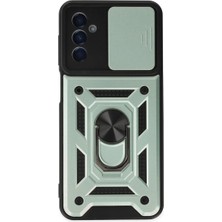 AyrStore Buğz Samsung Galaxy A04S Kılıf Pars Lens Yüzüklü Silikon - Yeşil