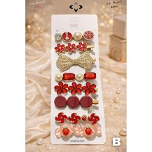Liground 8 Pcs Kadın Toka Seti Renkli Inci Taşlı Fiyonk Detaylı Çıtçıt Toka Mandal Toka Hediye Saç Tokası Set B