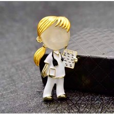 Rachel Silver Gold Renk Soğuk Mineli Hemşire Broş