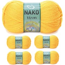 Aesco 5 Adet Vizon Premium Akrilik El Örgü Ipi Yünü Renk NO:184 Sarı