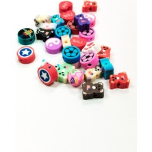 Aesco 90 Adet 10 mm Polimer Kil Fimo Boncuk Takı Bileklik + 5 Metre Lastikli Misina Hediye - Karışık Renkli