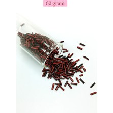 Aesco Uzun Boru Kesme Boncuk Çap 2mm Uzunluk 10 mm - 60 Gram - Kırmızı Siyah - BNC291