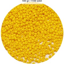 Aesco Sarı Renk 4 mm Yaklaşık 1100 Adet / 100 Gram Cam Boncuk Oya Yazma Bileklik ve Kolye