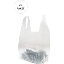 Aesco Şeffaf Atlet Poşet Orta Boy 28X50 cm 20 Paket Takriben 4.000 Adet