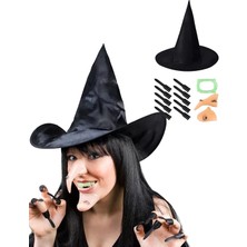 AyrStore Buğz Cadı Şapkası Cadı Tırnakları Cadı Burnu Cadı Çenesi Cadı Diş Seti