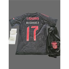 Benfica. Kerem Aktürkoğlu 17 Deplasman Siyah Çocuk Forması 3 Lü Set