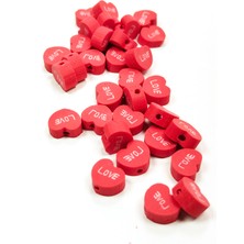Aesco 90 Adet 10 mm Polimer Kil Fimo Boncuk Takı Bileklik + 5 Metre Lastikli Misina Hediye - Kalp Love