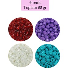 Aesco Dökme Cam Kum Boncuk Büyük Boy (6/0) 4 mm - 4 Renk - Toplam 80 Gram - BNC409