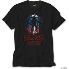 Stranger Things Demogorgan In The Forest Siyah Tişört
