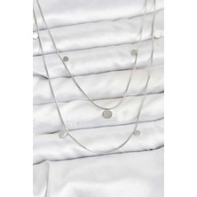 Bazarhane 316L Çelik Zincir Gümüş Renk Pullu Kadın Kolye