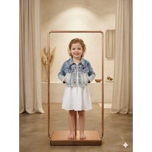 Lina Baby Bloomm Kız Çocuk Kot Ceket Crop Model Açık Mavi Denim Ceket