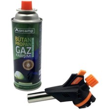 Abnturk Tüp Dahil Büyük Boy Isı Ayarlı Pürmüz Çakmak Başlığı ve Gazı Pürmüz Çakmak Set