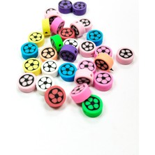 Aesco 90 Adet 10 mm Polimer Kil Fimo Boncuk Takı Bileklik + 5 Metre Lastikli Misina Hediye - Renkli Çiçek