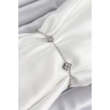 Tiklad 316L Çelik Yonca Model Gümüş Renk Kadın Bileklik