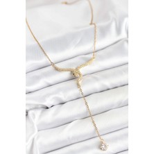 Bazarhane 316L Çelik Zincir Gold Renk Yılan Model Y Kolye