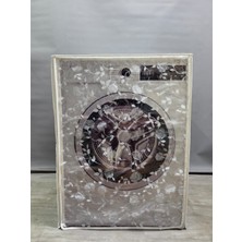 Başak Ev Tekstili Şeffaf Pvc Çamaşır ve Kurutma Makinesi Örtüsü – Beyaz Çiçek Desenli, Su Geçirmez