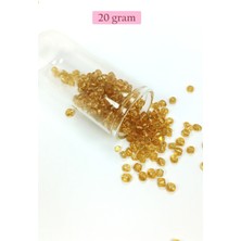 Aesco Dökme Cam Kum Boncuk Büyük Boy (6/0) 4 mm - 20 Gram - Şeffaf Bal - BNC083