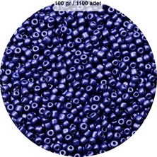 Aesco Lacivert Renk 4 mm Yaklaşık 1100 Adet / 100 Gram Cam Boncuk Oya Yazma Bileklik ve Kolye