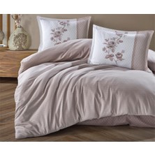 Indispensablely Butik Serisi Çizgili Ranforce Çift Kişilik Nev Takımı Suave V2 Kahve