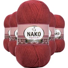Aesco 5 Adet Angora Lüks El Örgü Ipi Bordo 6679