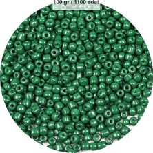 Aesco Koyu Yeşil Renk 4 mm Yaklaşık 1100 Adet / 100 Gram Cam Boncuk Oya Yazma Bileklik ve Kolye