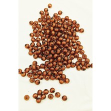 Aesco Yuvarlak Boncuk Içten Boncuklu Bileklik Çanta Boncuğu 8 mm 50 gr Kahverengi - BNC469