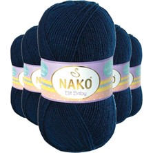 Aesco 5 Adet Elite Baby El Örgü Ipi Tüylenmeyen Bebek Yünü Lacivert 10094