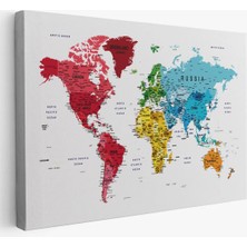 Beta Moda Hub Dünya Haritası Dekoratif Kanvas Tablo Son Derece Detaylı ve Eğitici